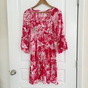 Debbie Katz Pink Watercolor Swim Cover Up Dress Small Resortwear